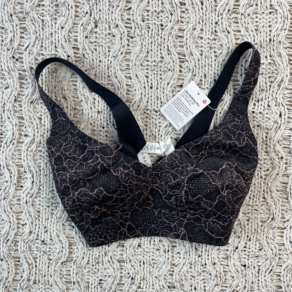 Lululemon Like Nothing Bra Sports Womens 32DD Black Nylon Lycra Elastane NWT